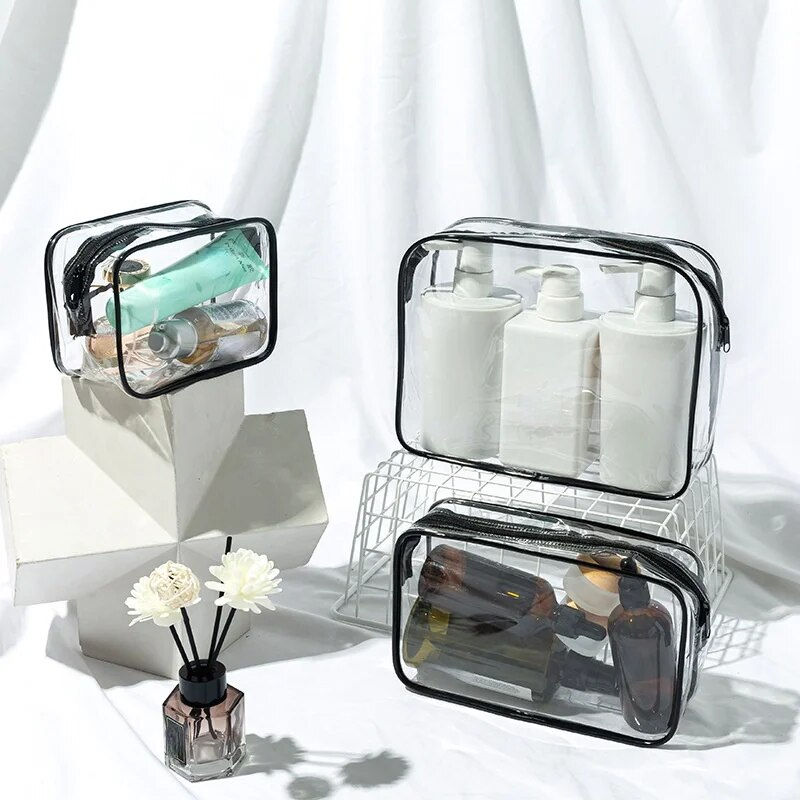 Thumbnail: Men Women PVC Transparent Cosmetic Bag Clear Zipper Makeup Bags Organizer Trave
