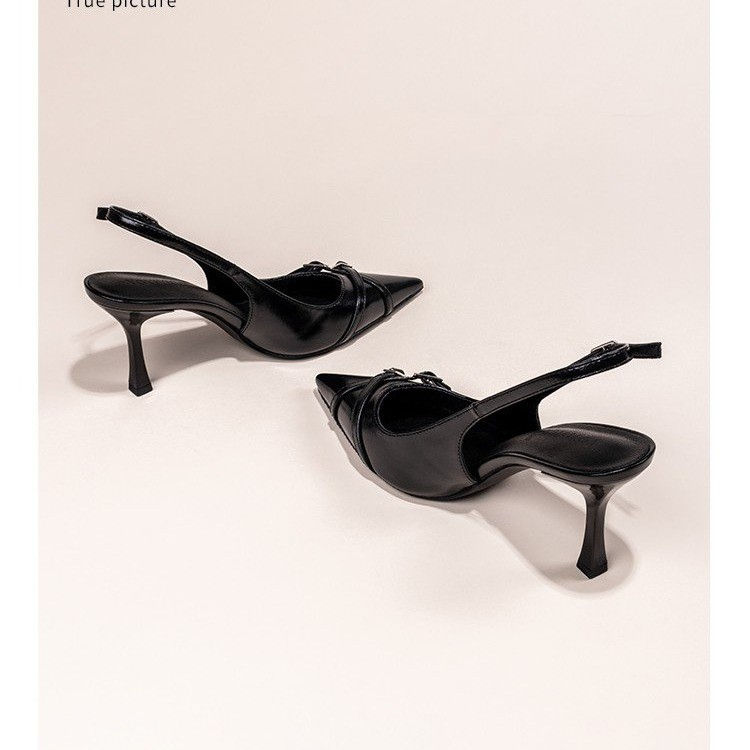 Thumbnail: Fashionable Pointed Toe Shallow Mouth New High-heeled Shoes Summer Elegant Buck