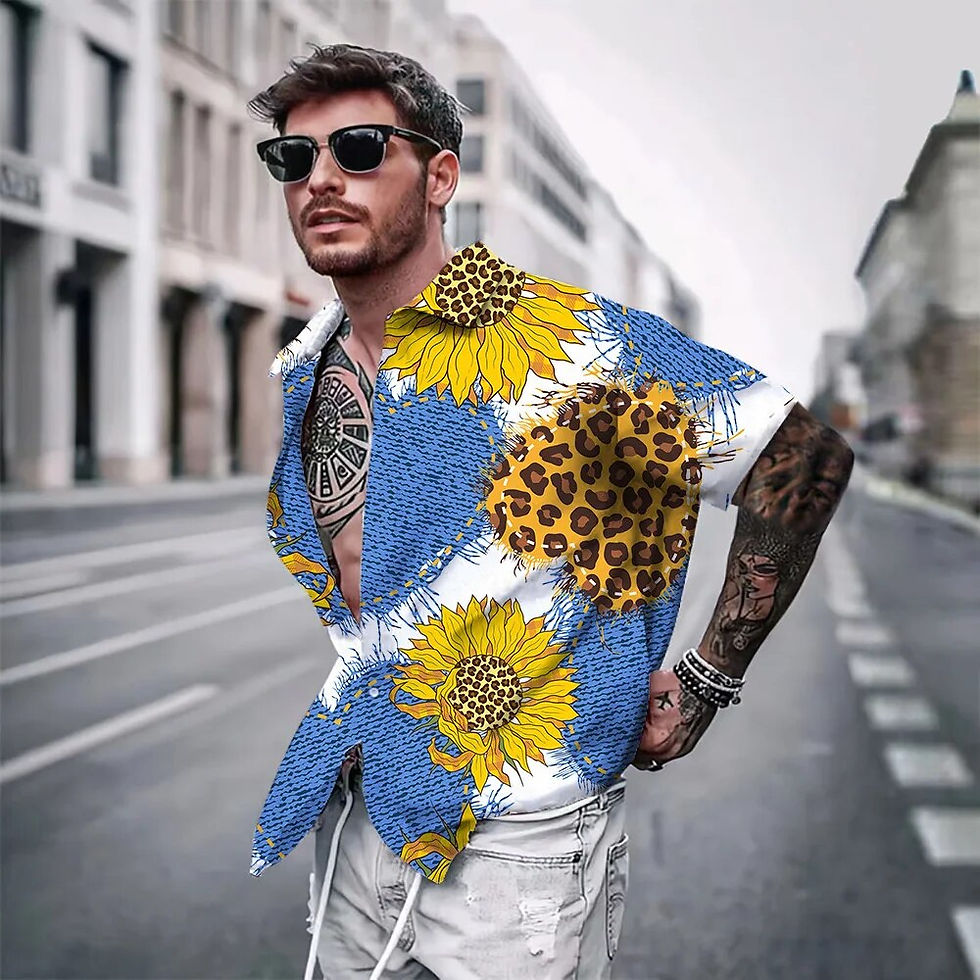 Miniatura: Men Summer Leopard Zebra Printing Shirt Hawaiian Vacation Clothing Male Fashion