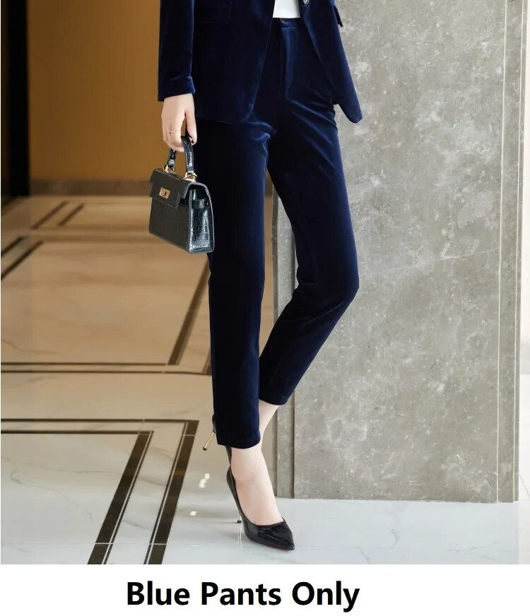 Miniatura: High Quality Fabric Velvet Formal Women Business Suits OL Styles Professional P