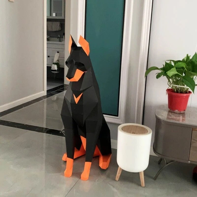 Miniatura: High Doberman Dog 3D Paper Model, Animal Sculpture Papercraft, DIY Paper, Geome