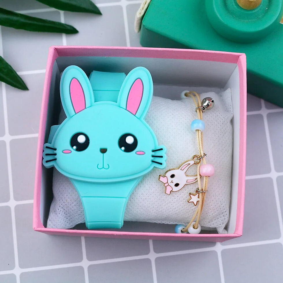 Imej kecil: LED Cartoon Rabbit Children Watches with Bratelet Lovely Rabbit Electronic Girl