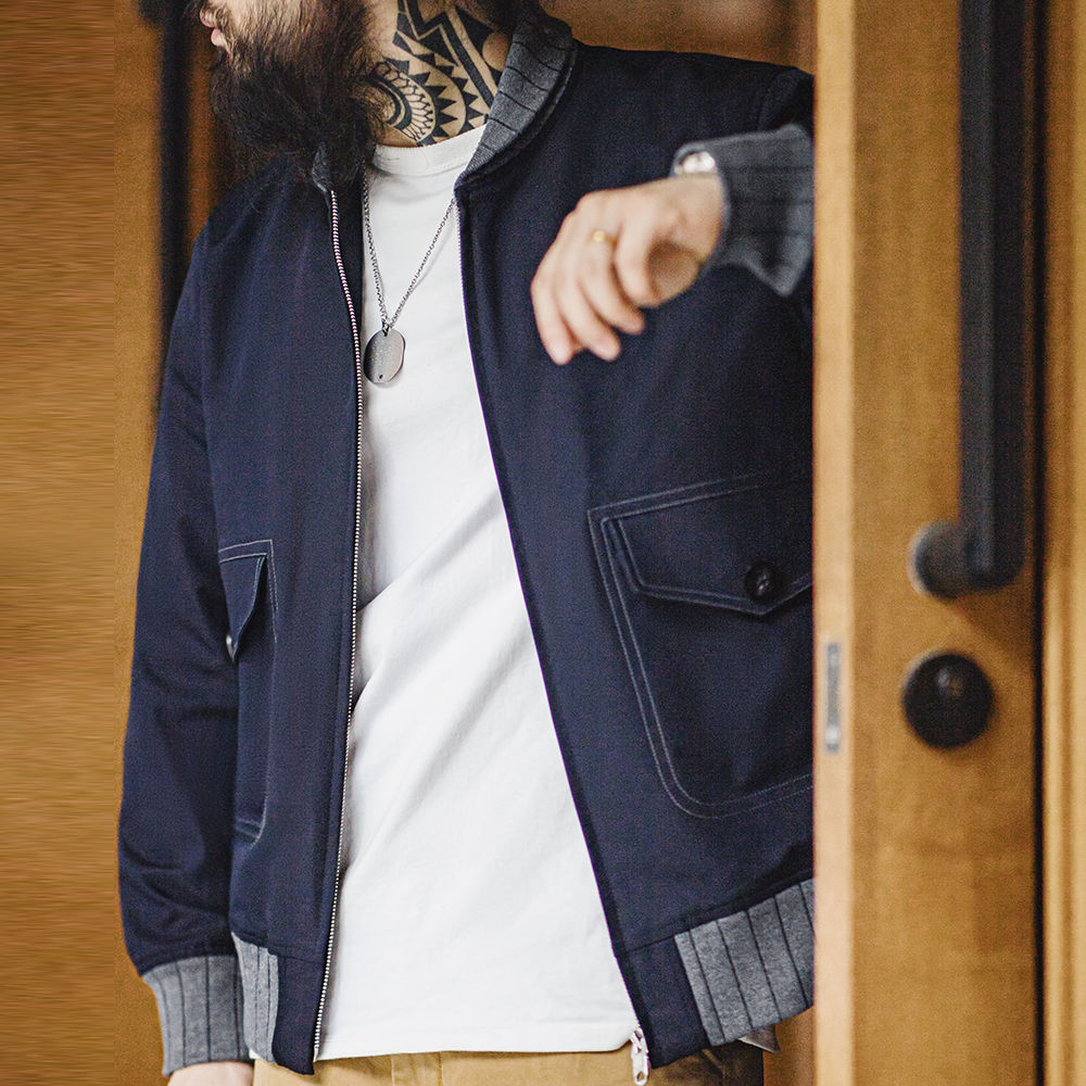 Maden Retro A1 Pilot Jacket Bomber Short Contrasting Color Patchwork Baseball J