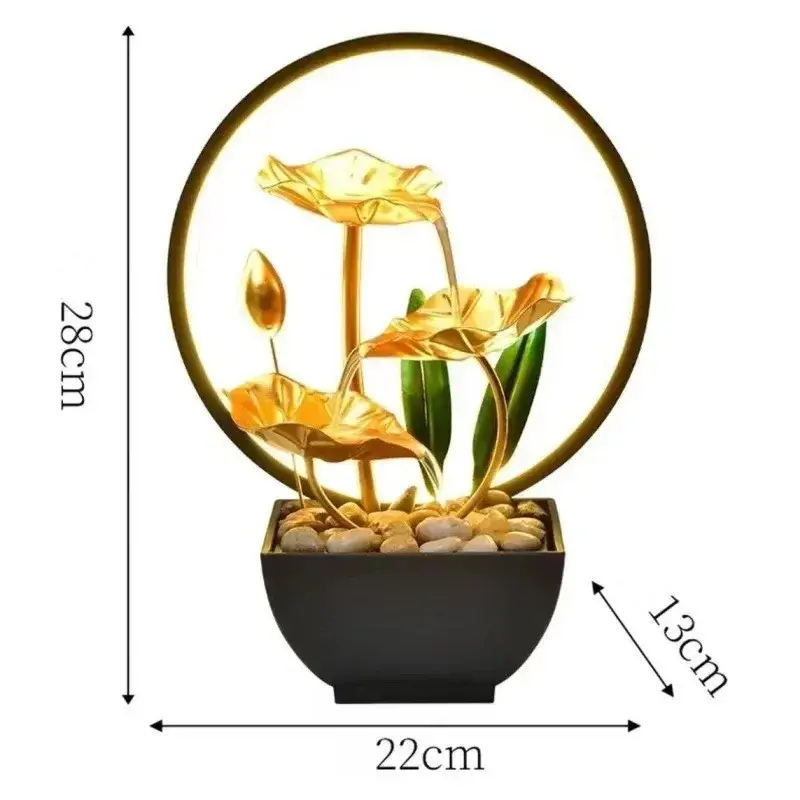 Thumbnail: 3-tier Fountain Water Circulating LED Ring Lights Decoration for Living Room Ho