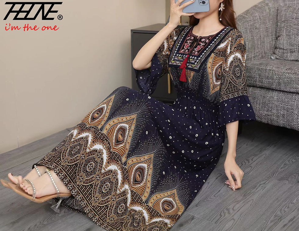 Thumbnail: THHONE Summer Dress for Women Robe Maxi Long Boho Bohemian Indian Clothes Korea
