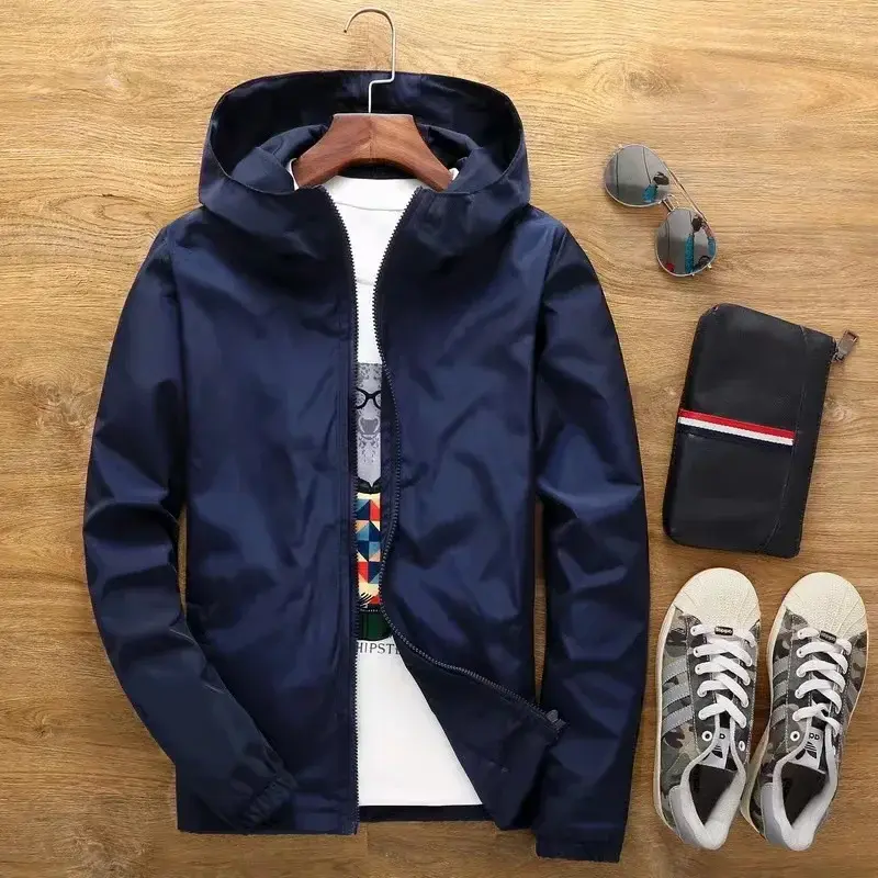 Thumbnail: Streetwear Tops Men Zipper Hooded Parka Outdoor Camping Jacket Sun Waterproof J