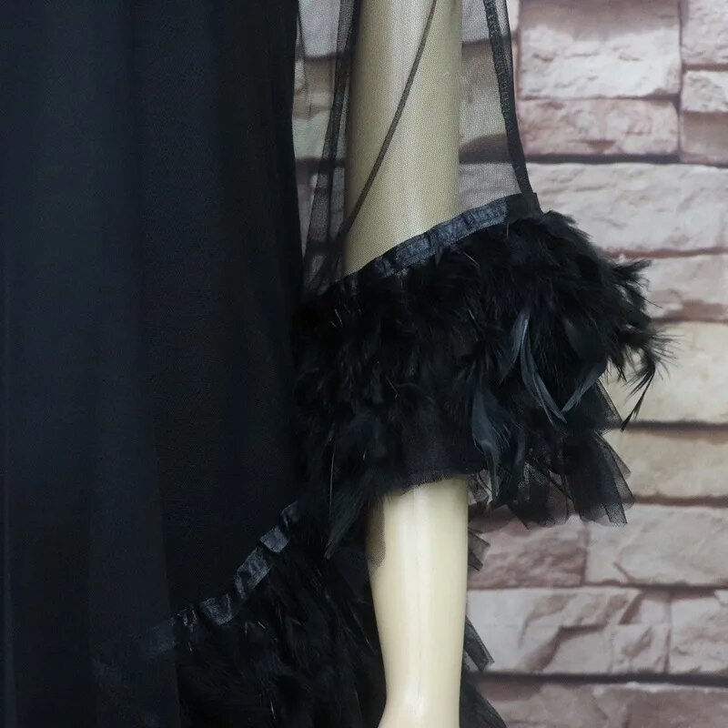 Miniaturebillede: 2023 Women Luxury Even Dress White Feathers Oversized High Low Tulle Dress with