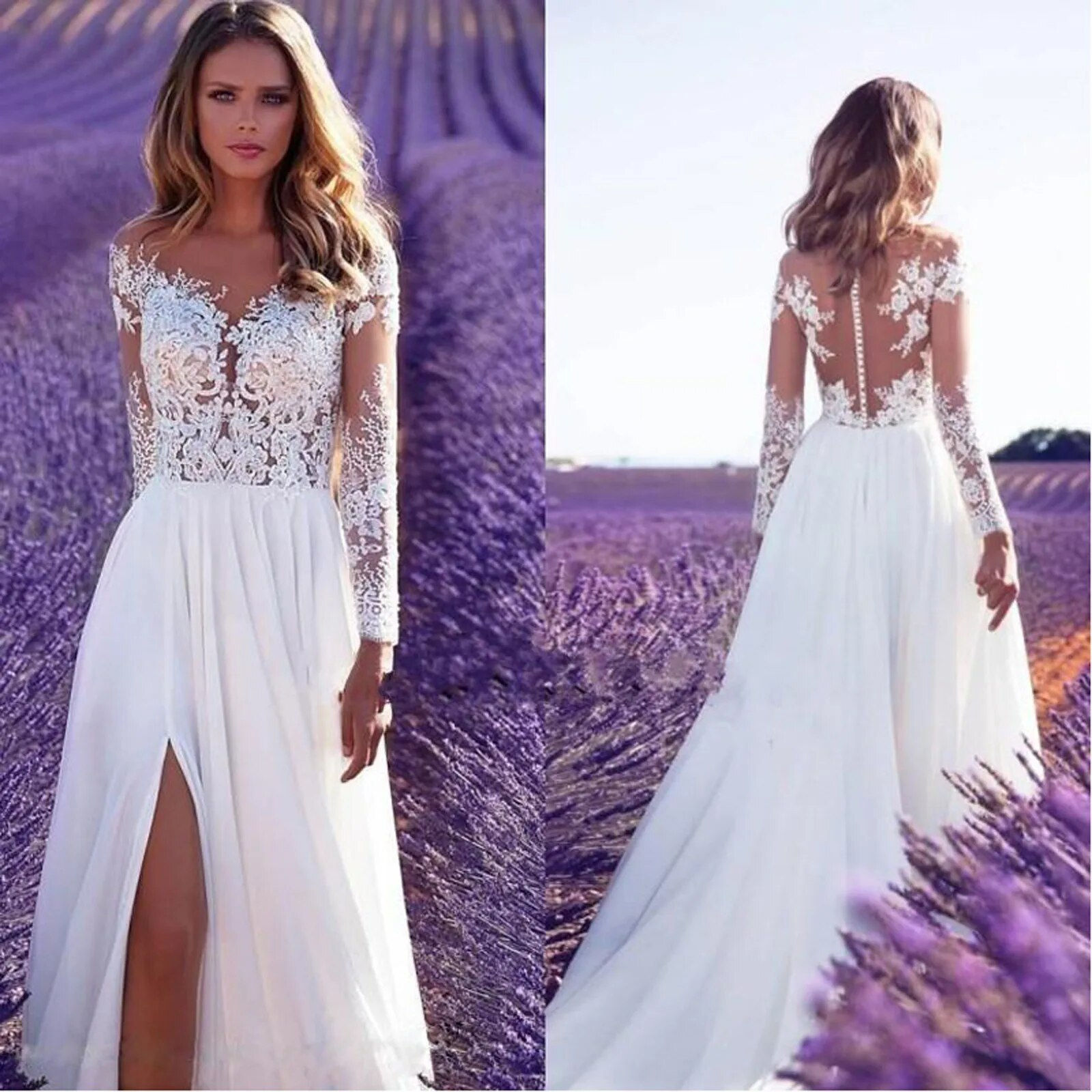 Womens Elegant White Maxi Dress Lace Off Shoulder Wedding Bridesmaid Dress Temp