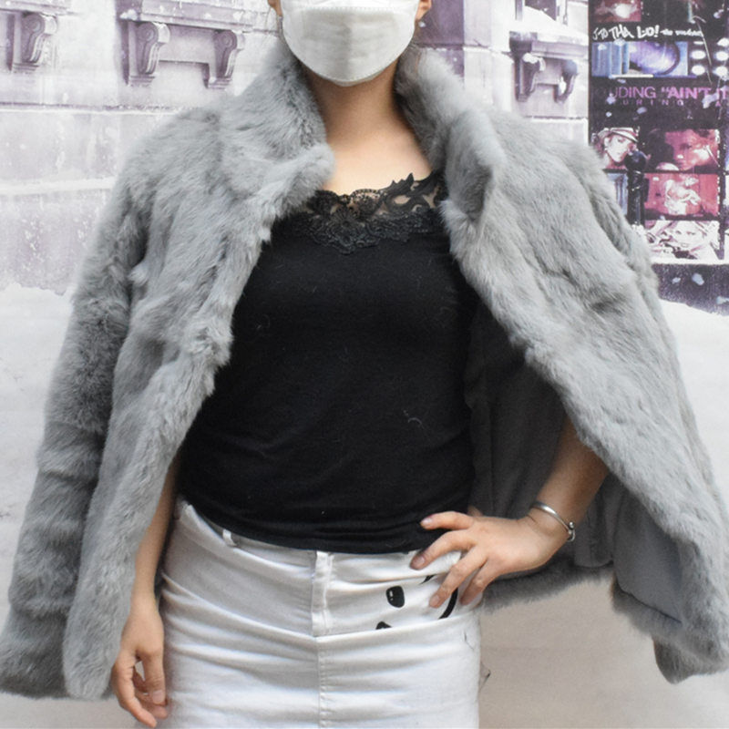 Thumbnail: Natural Rabbit Fur Coat Women Winter Jacket Real leather and fur promotion clot