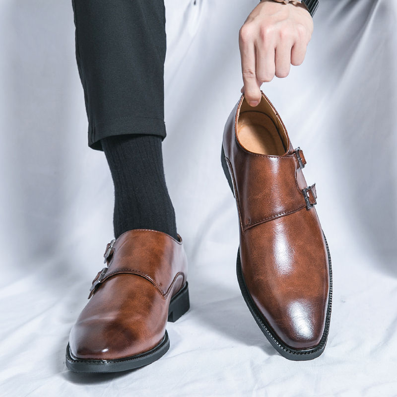 Miniatura: 2024 New Leather Shoes for Men Monk Shoes Classic Brown Wedding Shoes for Men F