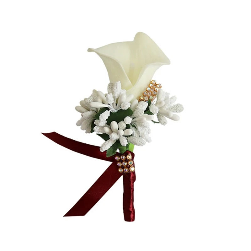 Thumbnail: Men's Corsage For Suit Fashion Wedding Party Groom Groomsman Clip-On Artificial