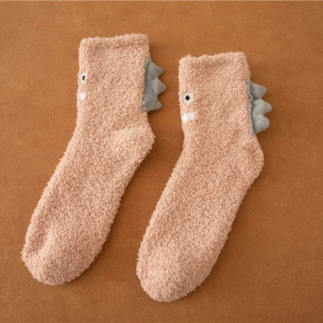 Thumbnail: Lint-free Women's Cartoon Coral Fleece Socks