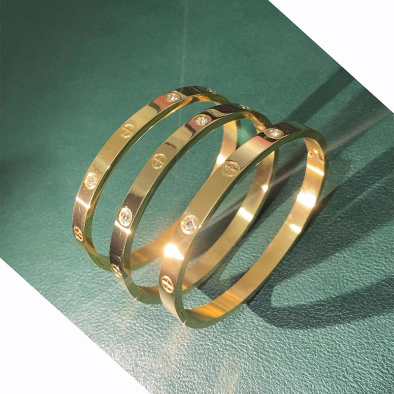 Thumbnail: 2023 New Design Gold Color Zircon And Cross Nut Nail Bracelet Gold & Bangle For