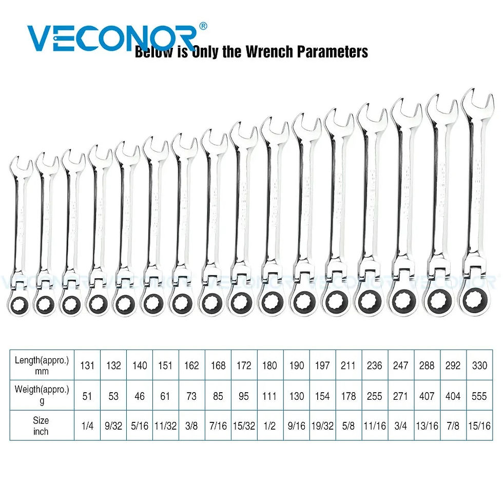 Miniatura: 1/4-15/16 Inch Imperial Size Ratchet Wrench Set of Keys Spanner Flexible Head U