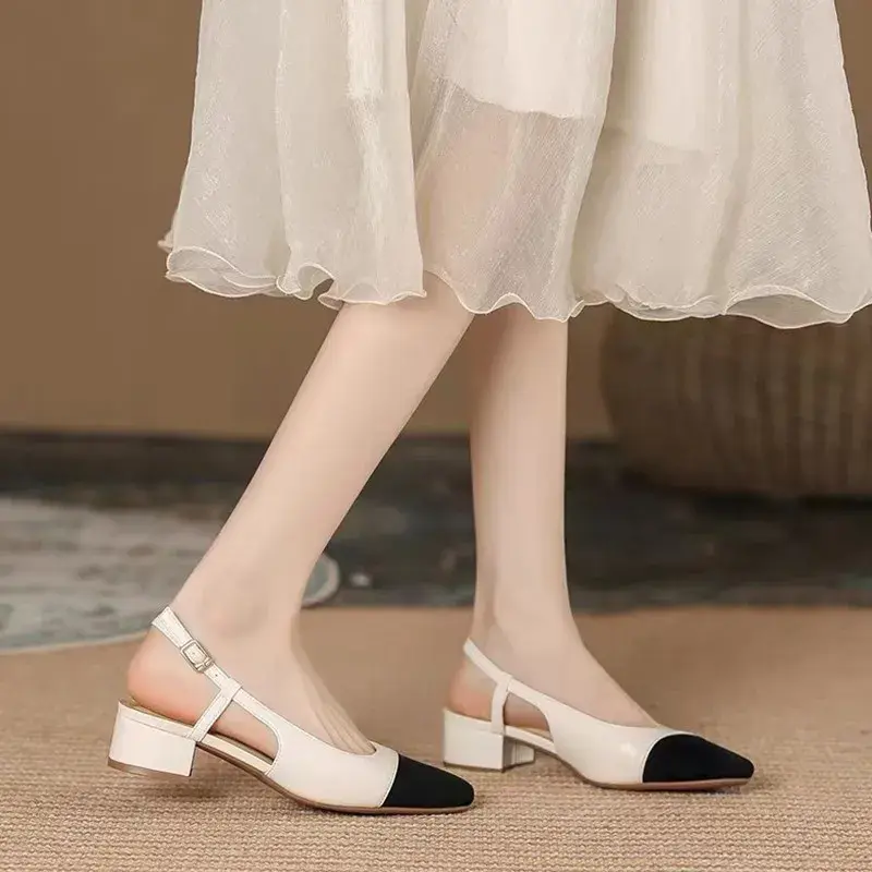 Thumbnail: 2024 Summer Women's Sandals Elegant Mid Heel Toe Mules Comfortable Office Women