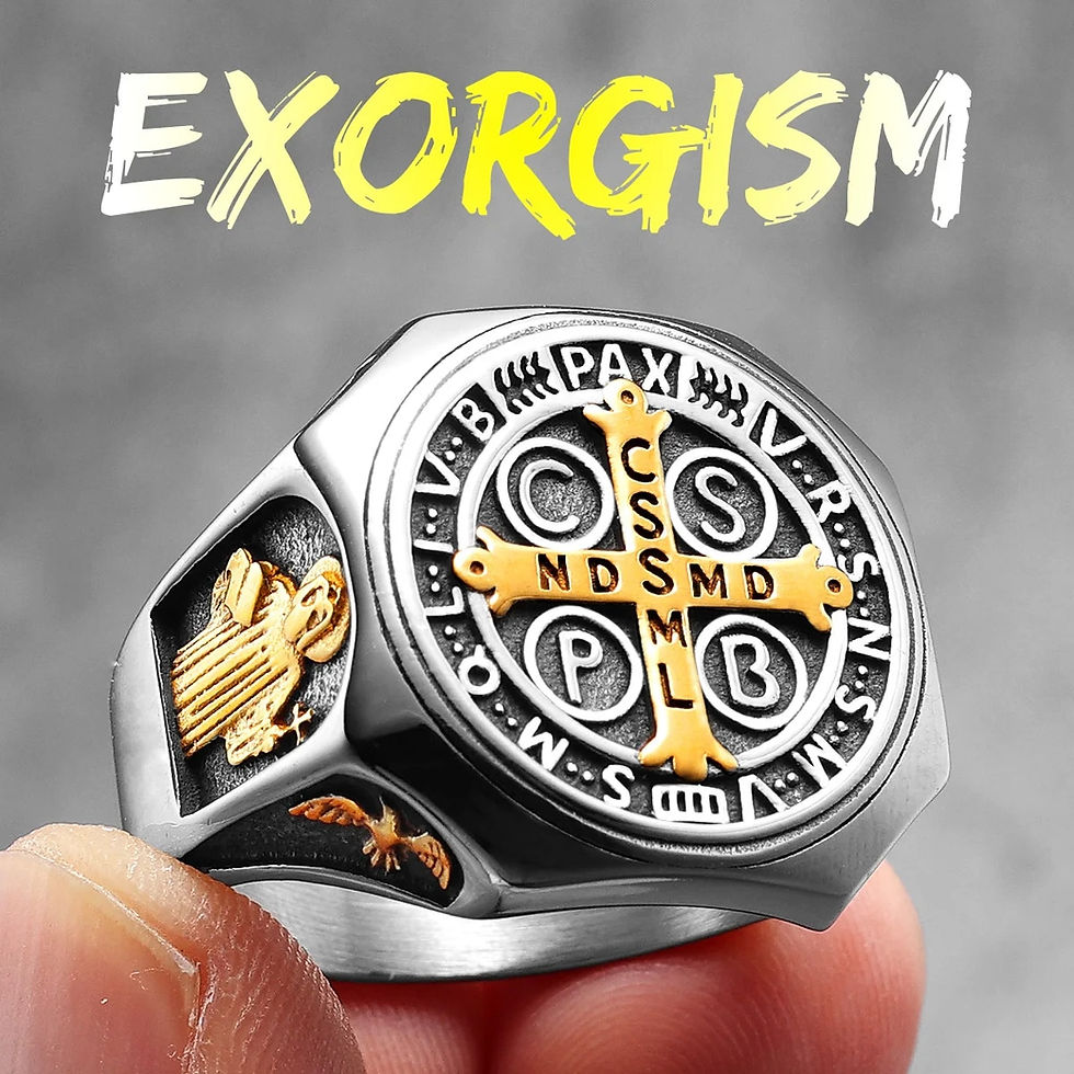 Thumbnail: Catholic Saint Benedict Exorcism Amulet  Men Rings Stainless Steel Women Jewelr