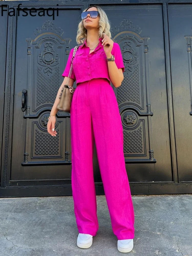 Miniatura: New Office Suits for Women 2024 Spring Summer Wide Leg Trousers Home Suits Two