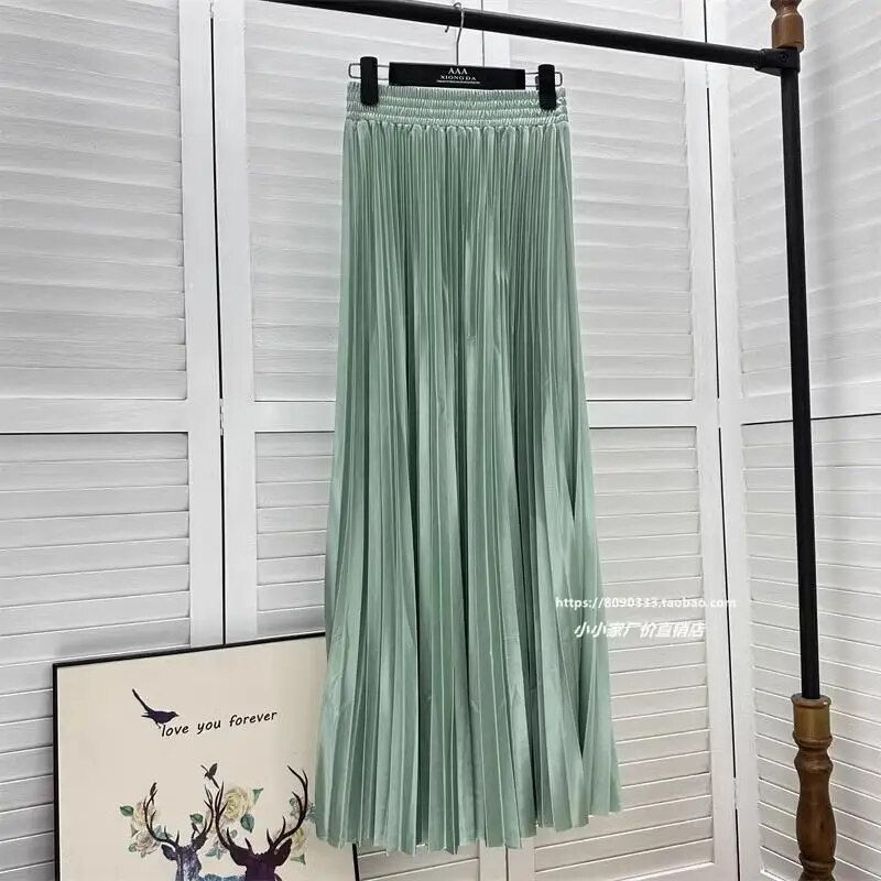 Thumbnail: 2023 97cm Basics Maxi Pleated Skirt for Women New Korean Casual All-match Solid