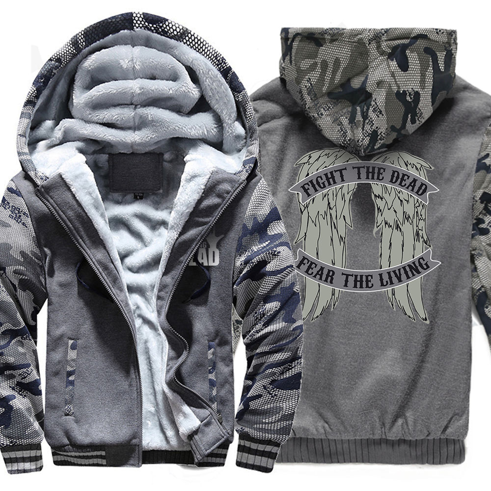 Movie The Walking Dead Wings Print Mens Hoodie Fashion Casual Coats Winter Prin