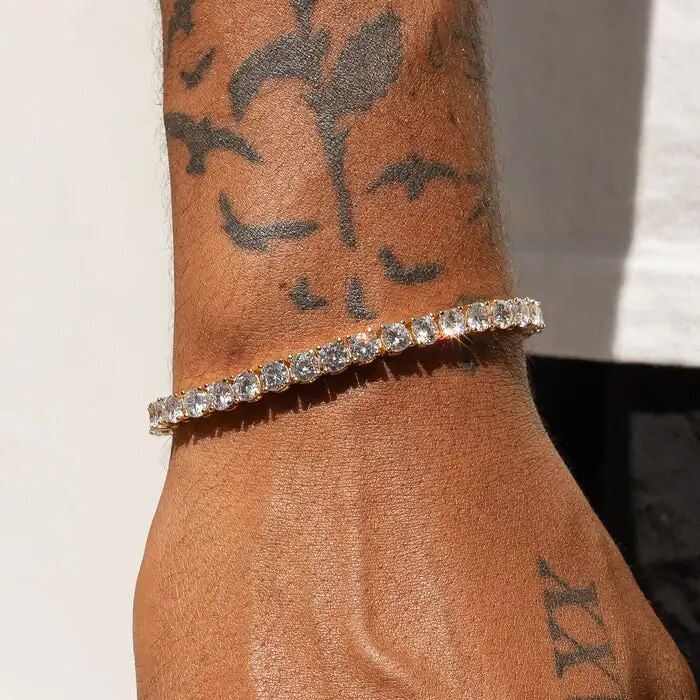 Miniaturebillede: Luxury Crystal Tennis Bracelet Hip Hop Bracelet for Men Homme Trendy Punk Zirco