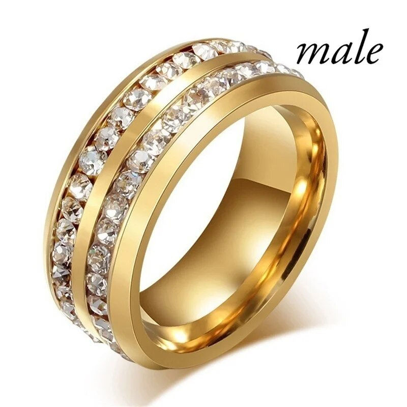 Miniatiūra: Fashion Couple Rings Women Marquise Cut Crystal CZ Ring Men's Two Rows CZ Stone