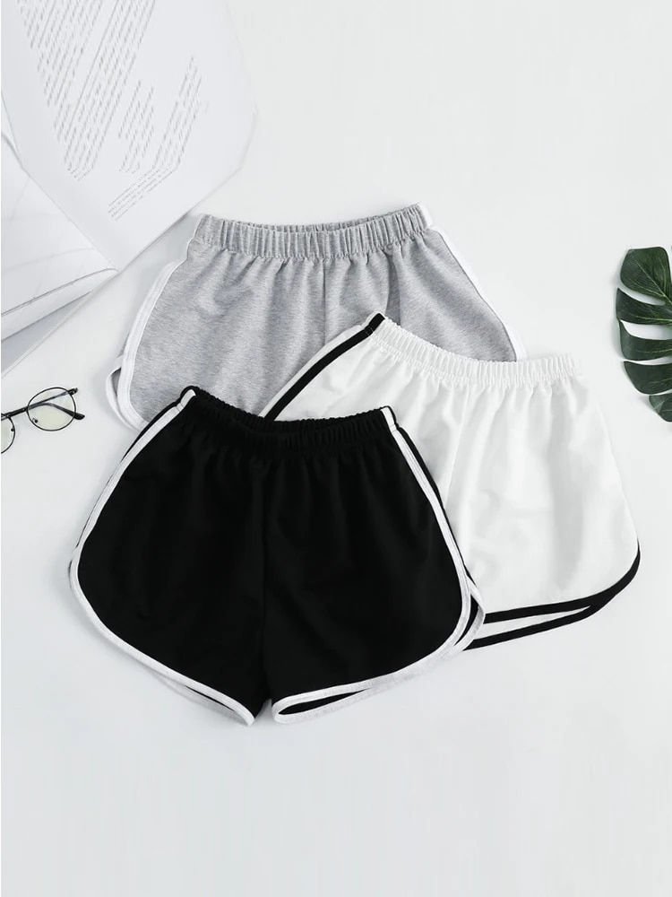 Miniatura: Striped Sports Shorts for Women, Simple Loose Shorts, Casual Slimming Short for