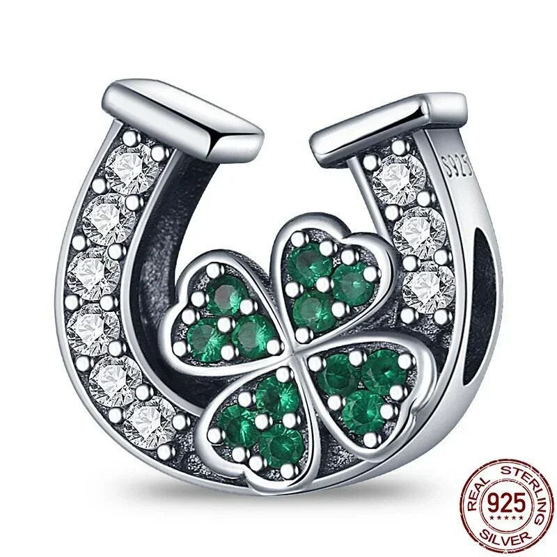 Thumbnail: 2022 New 925 Sterling SilverGreen Series Four-leaved Series Beads Charm Pendant