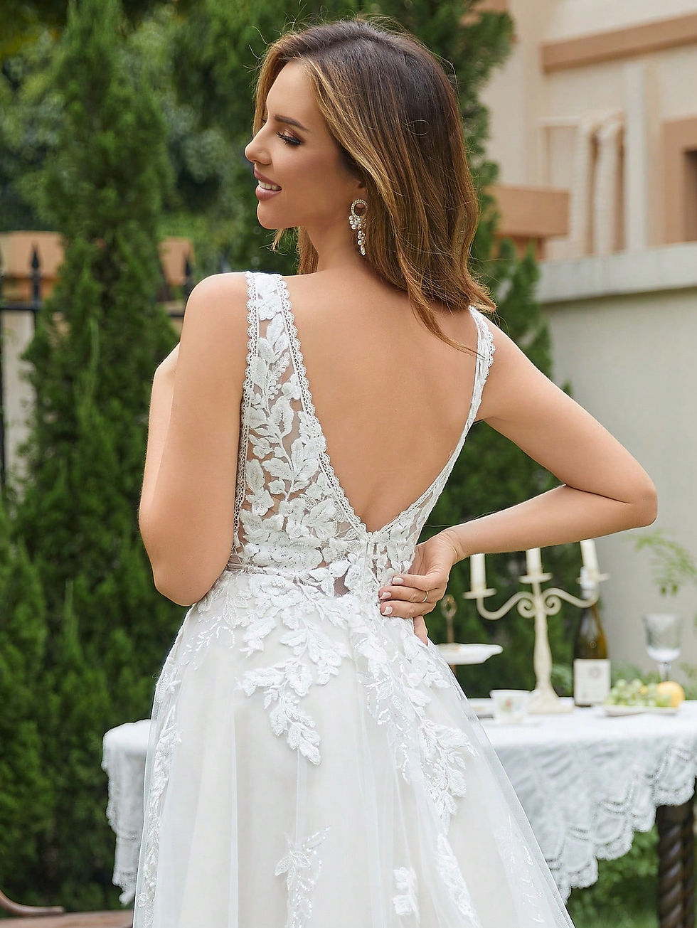 Miniature : Contrast Guipure Lace Mesh Wedding Dress