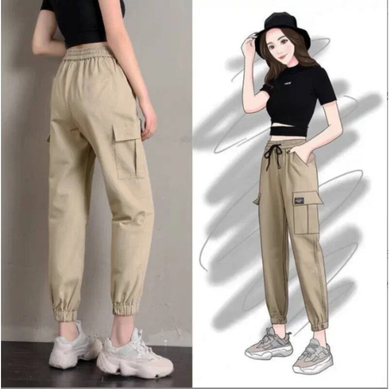Thumbnail: Overalls Women High Waist Sweatpants Streetwear Casual Pants Loose All-match Le