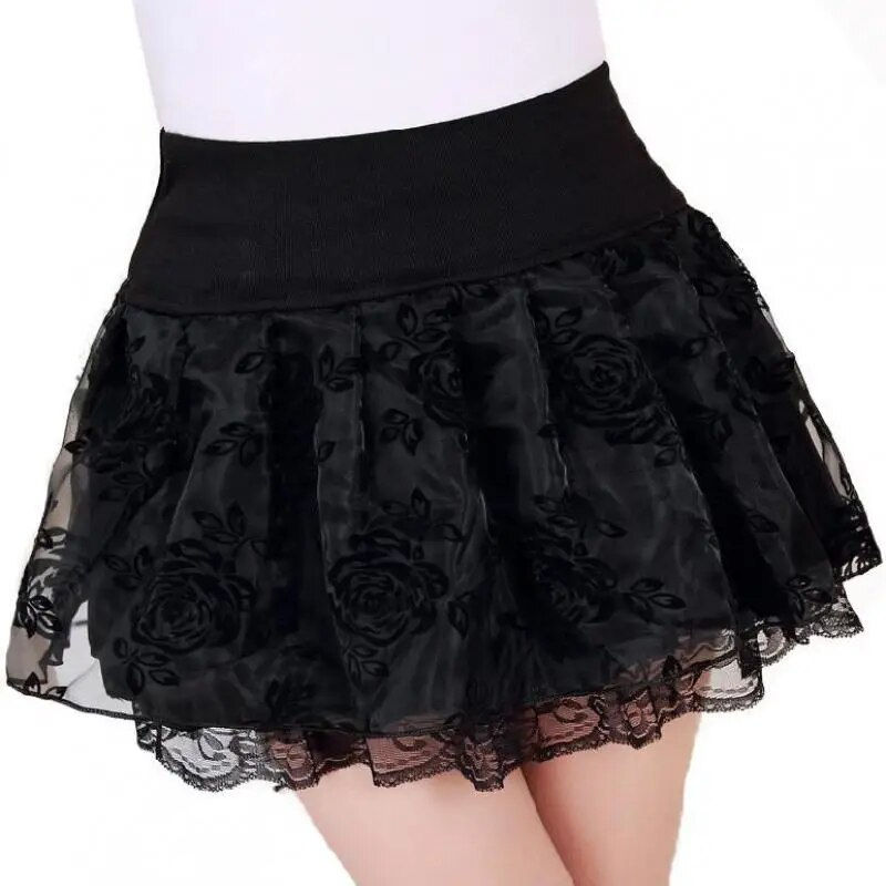 Thumbnail: Zuolunouba Summer Slim Preppy Skirt Women Flower Bow Mini Tutu Style Elasticity