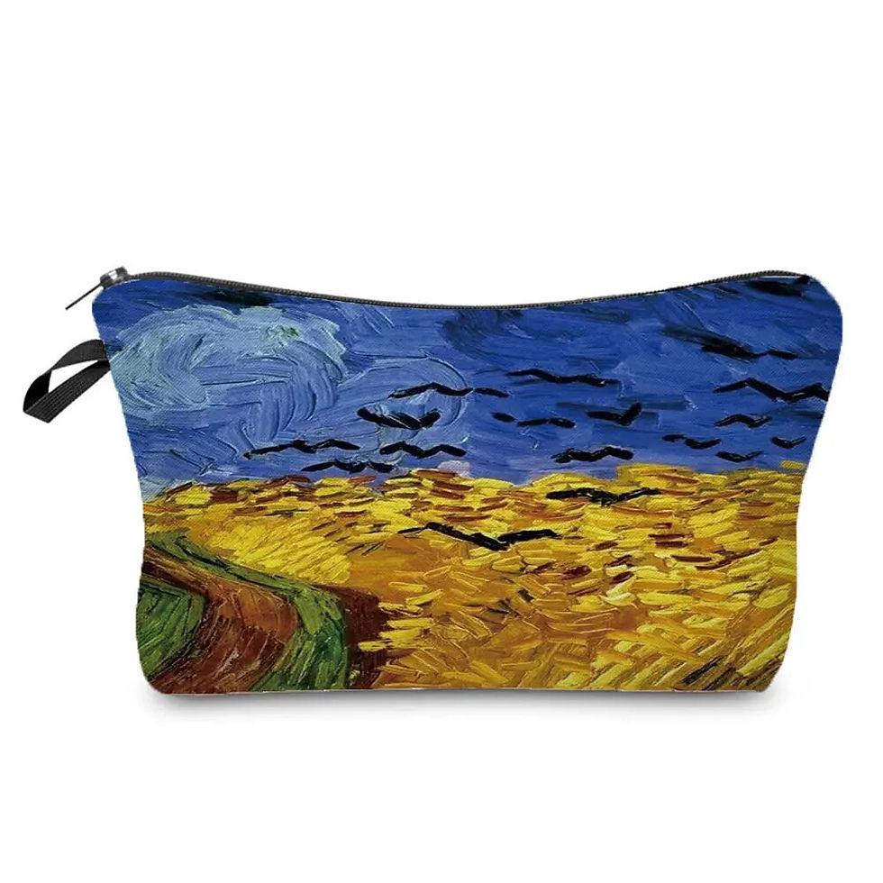 Miniatyrbilde: Makeup Bag with Van Gogh Starry Night Sunflower Oil Painting Cute Organizer Bag