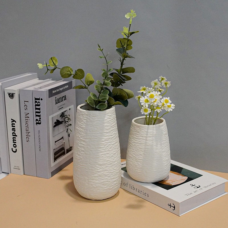 Thumbnail: White Stoneware Ceramic Vase Set Decorative Vase Desktop Decoration Indoor Home