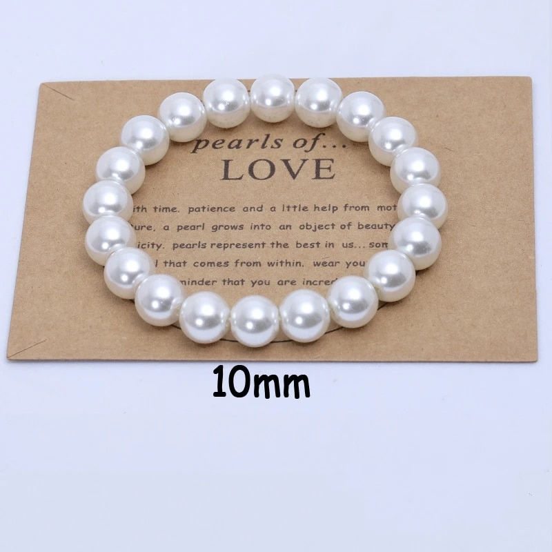 Miniatyrbilde: 4-10mm Imitation Pearl Beads Free Adjust 18cm Girth Elastic Bracelet for Women