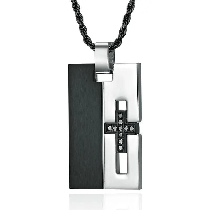 الصورة المصغرة: Personalized men's military army dog tag pendant necklace with 24 inches box ch