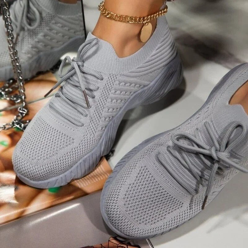 Miniatura: Women Sneakers Casual Shoes Comfortable Mesh Lace-Up Ladies Sport Shoes Wedges