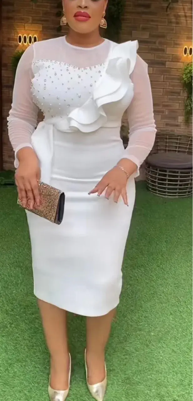 African Wedding Party Dresses Spring African Women Long Sleeve O-neck Polyester