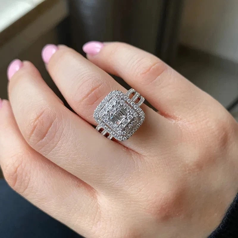 Miniatura: Huitan Trendy Women Rings with Brilliant Cubic Zirconia Luxury Engagement Rings