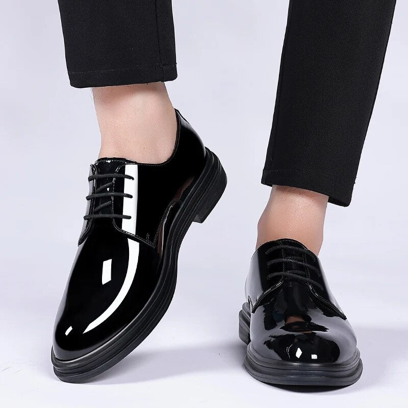 Thumbnail: Yeinshaars New Men 6/8cm Derby Shoes Patent Leather Height Increase Men Dress S