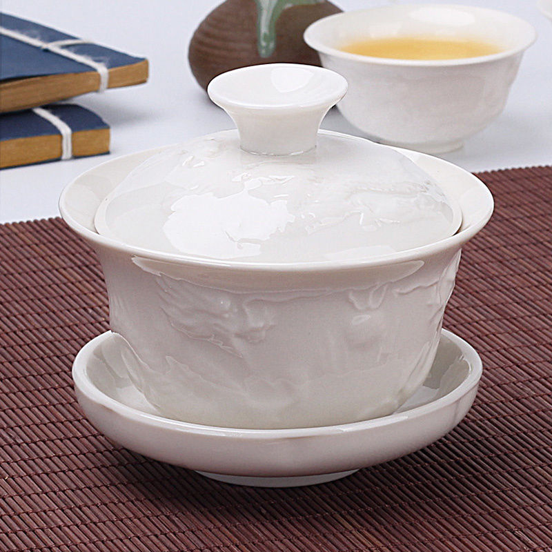Thumbnail: Chinese Traditional Gai Wan Tea Set Bone China Tea Sets Dehua Gaiwan Tea Porcel