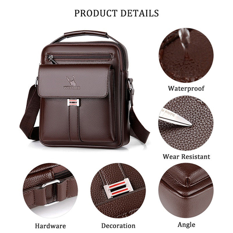 Thumbnail: Men's Genuine Leather Crossbody Shoulder Bags High quality Tote Fashion Busines