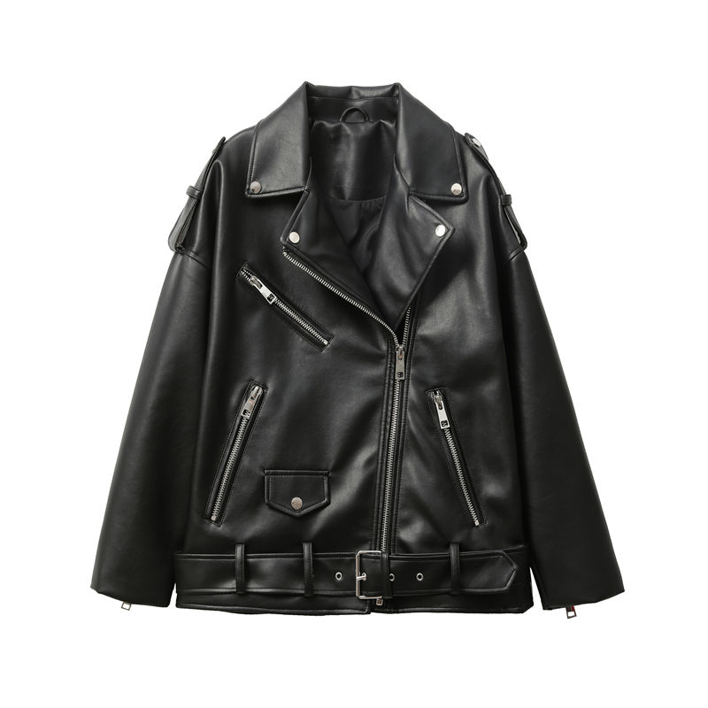 ZVRI 2023 new women's motorcycle leather PU imitation leather loose Osaka jacke