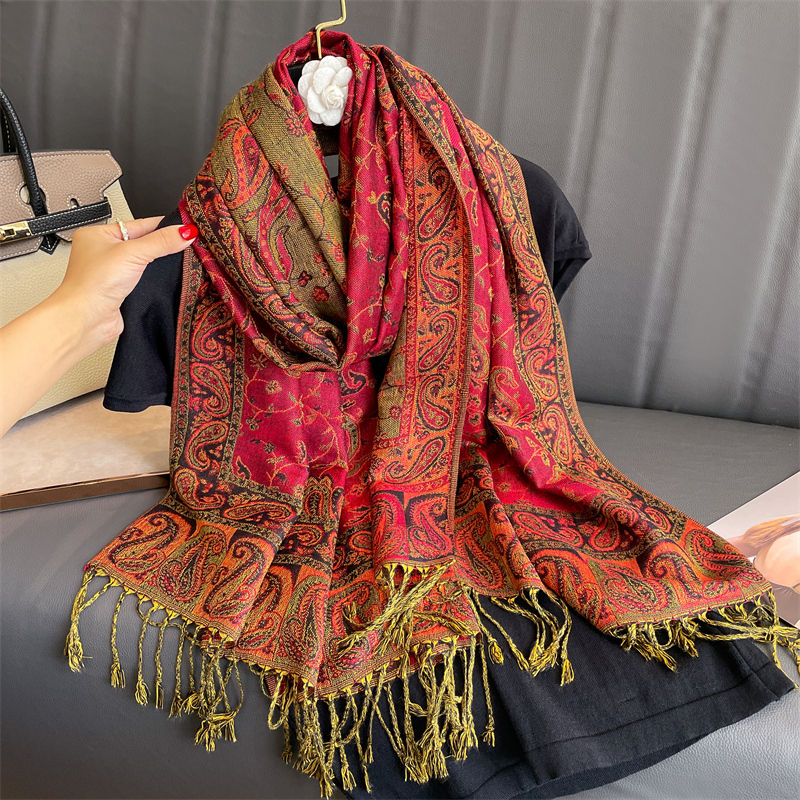Thumbnail: Luxury Brand Autumn Cashmere Pashmina Shawl Lady Wrap Warm Winter Scarves Desig