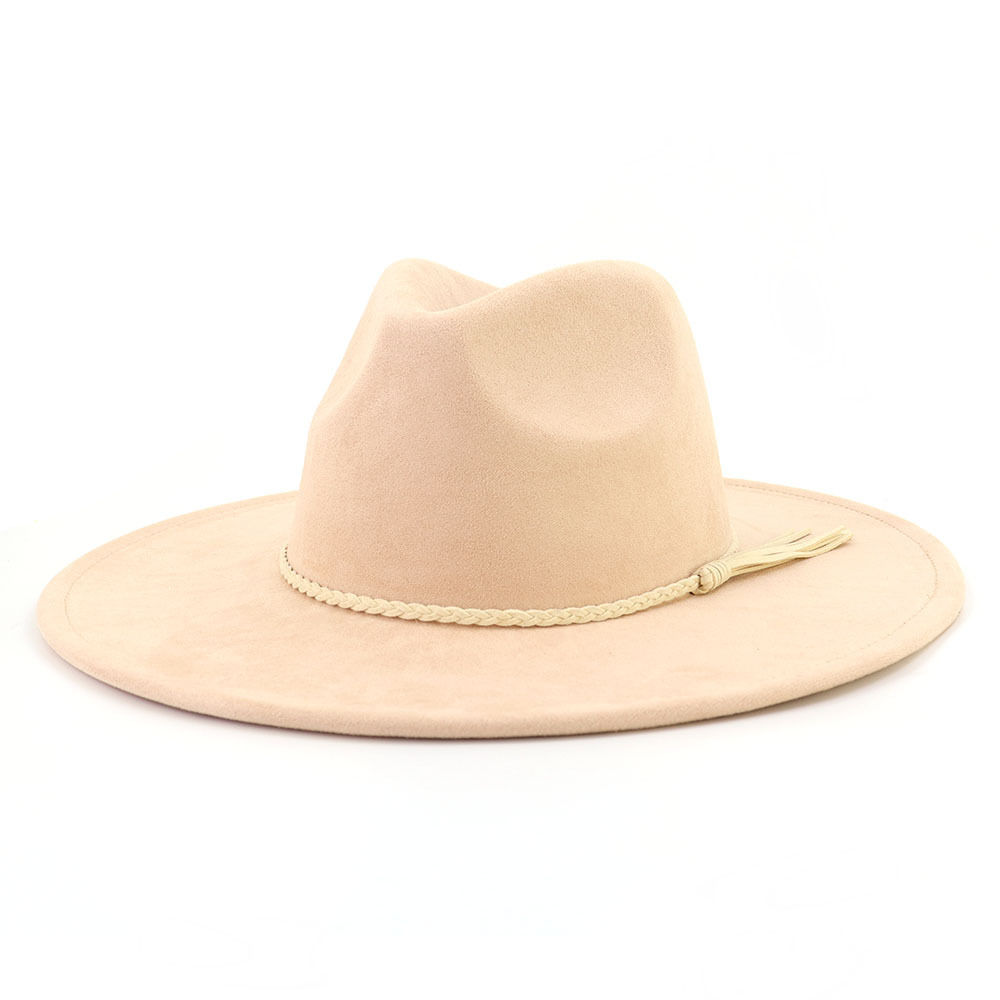Suede Top Hat 9.5cm Wide Brim Fedora Hat Men Women Autumn Winter Felt Jazz Hats