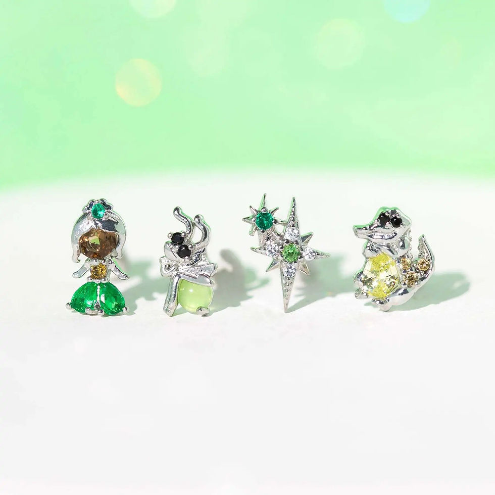 Miniatura: 4PCS/Set 925 Silver Needles Ins Colorful Zircon Stud Earrings For Women Jewelry