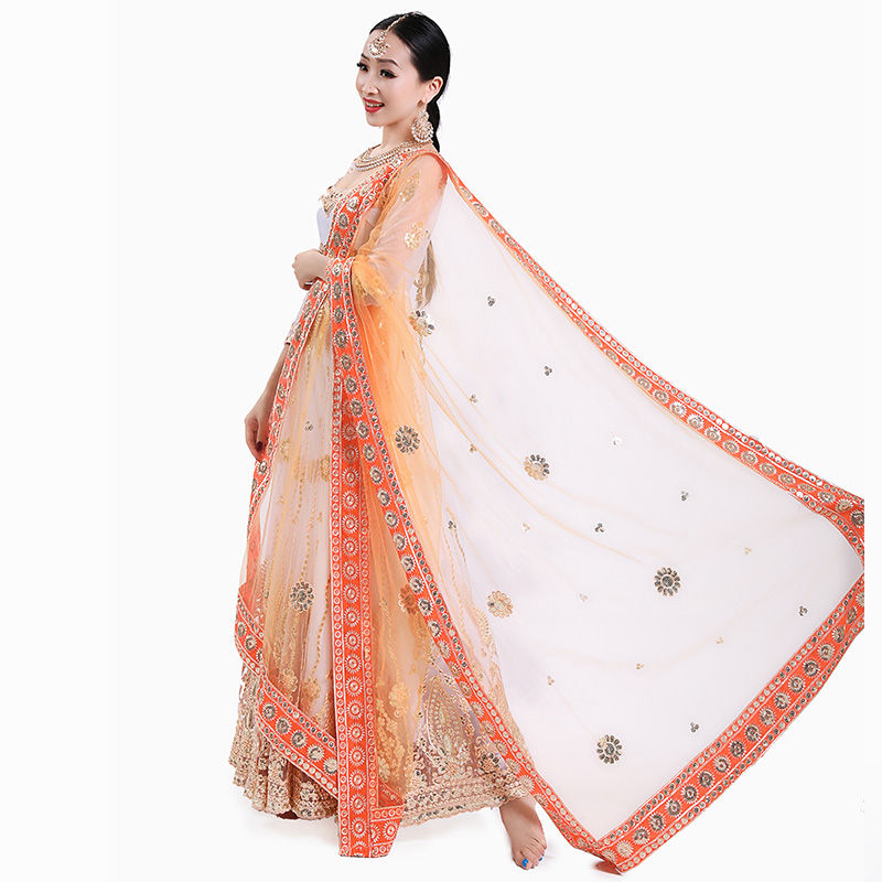 Miniaturebillede: Indian Sari Scarf Mesh Embroidery Ethnic India Pakistan Clothing Silk Headscarf