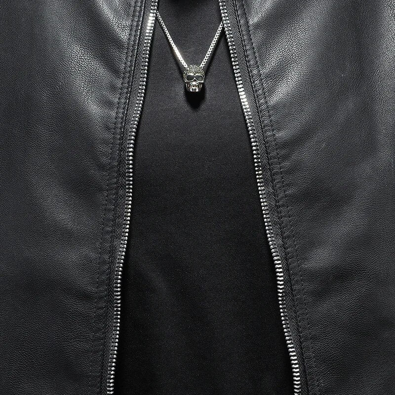 Thumbnail: Motorcycle Leather Jackets Mens Business Fit Brand Slim Men Casual Biker Zipper