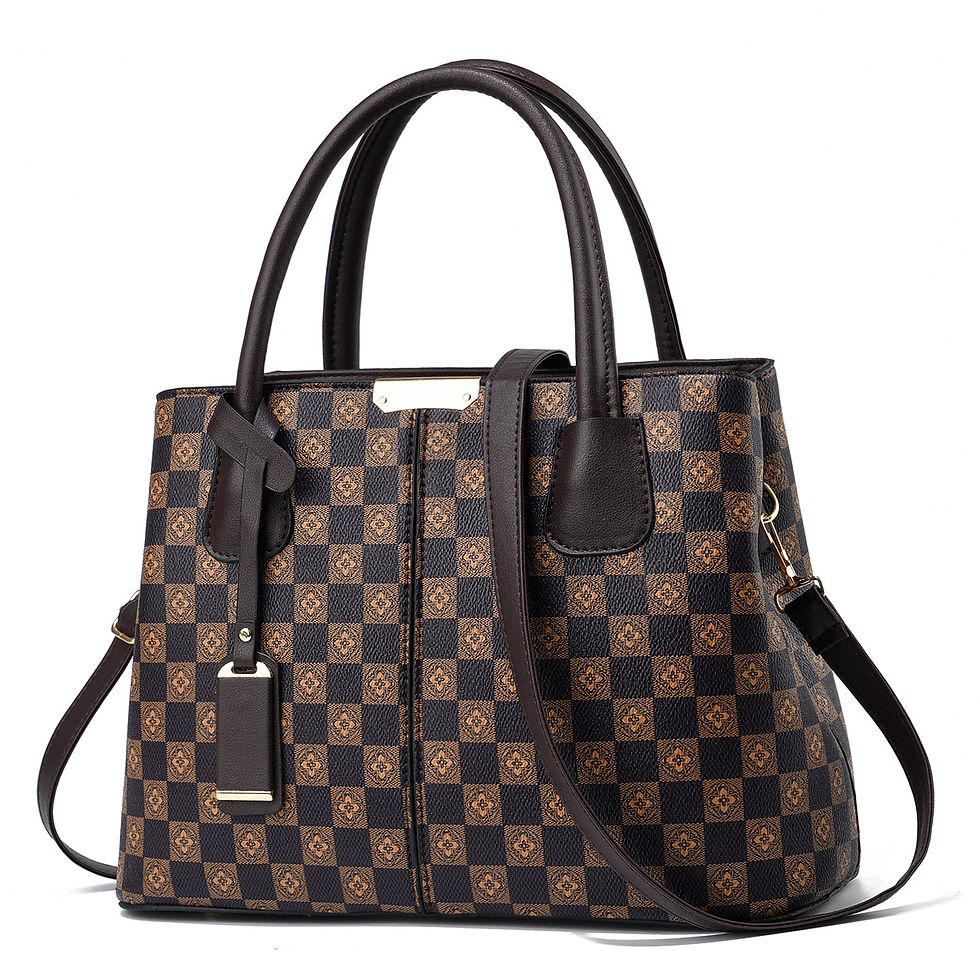 Minijatura: Elegant Flower Plaid Handbag: Versatile, Secure Zippered Satchel with Adjustabl