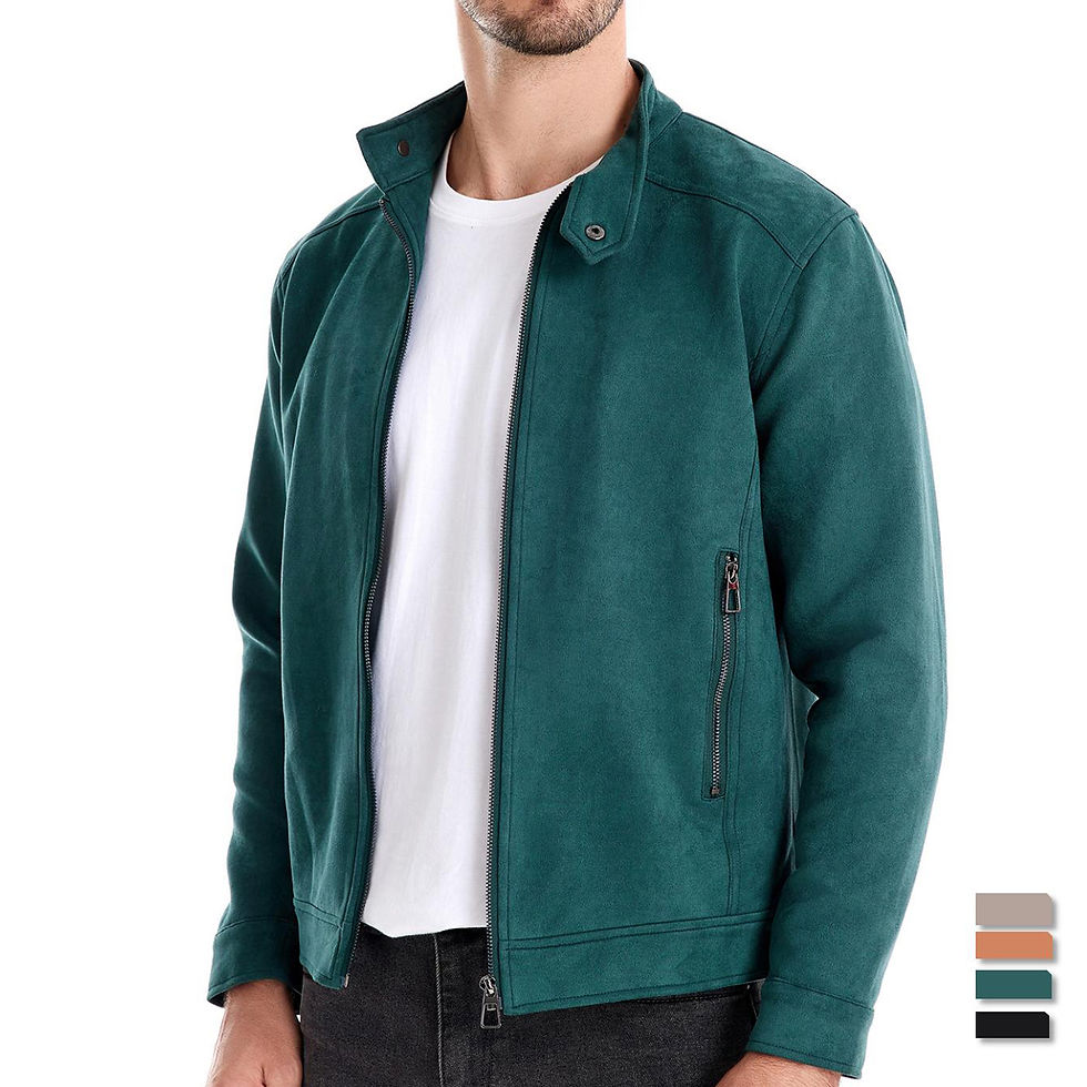 Thumbnail: AIOPESON New Men's Stand Collar Zip Suede Jacket Fashion Casual Business Faux L