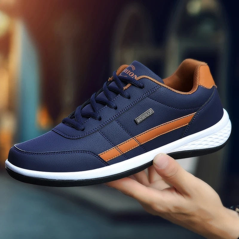 Miniatura: Pu Leather Men Shoes Sneakers Trend Casual Breathable Leisure Male Sneakers Non