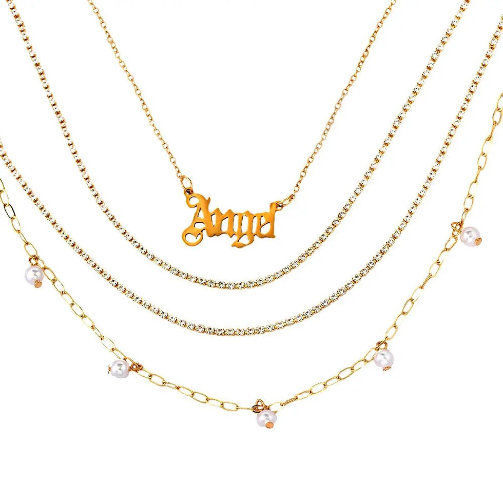 Thumbnail: New Multi Layer Butterfly Dragon Charms Crystal Necklaces For Women Punk Golden